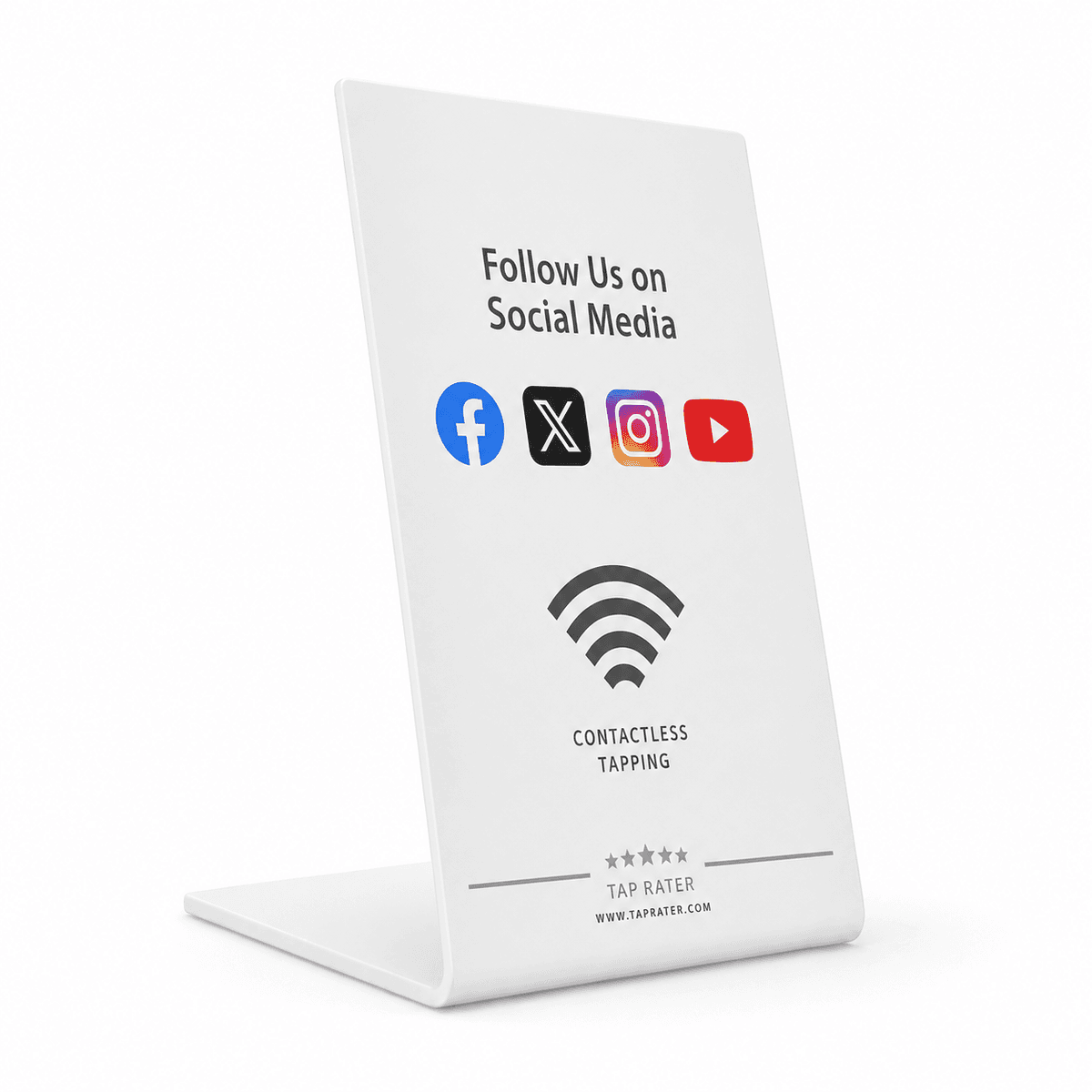 Tap Rater Follow Us on Social Media Stand
